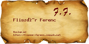 Fliszár Ferenc névjegykártya